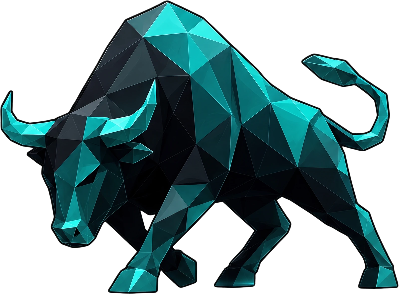 Toro low poly turquesa de Trading Focus Lab